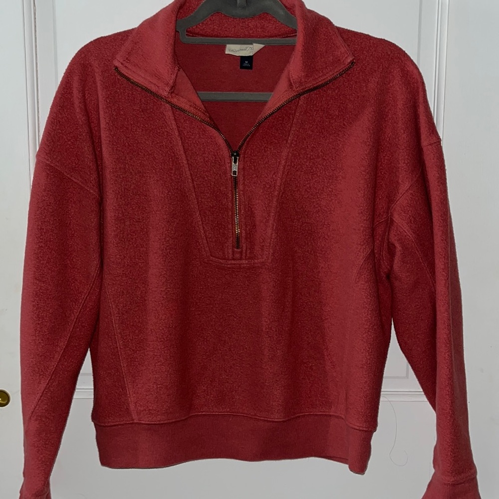 Burnt orange cropped quarter zip